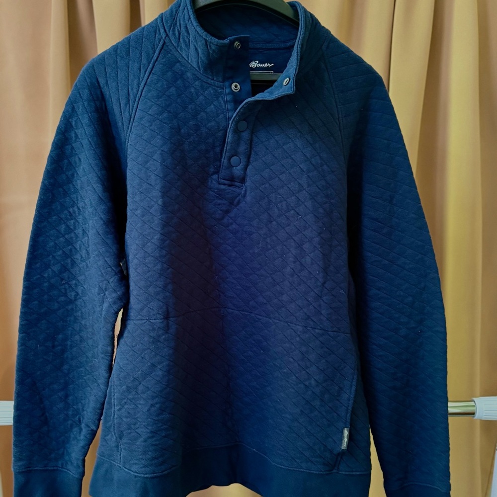 Eddie Bauer Blue Crewneck Quilted Sweater